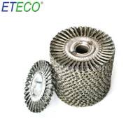 Short Steel Wire Bristles Deburring Rust Cleaning Brush, Twisted Metal Wire Polishing Roller Brush